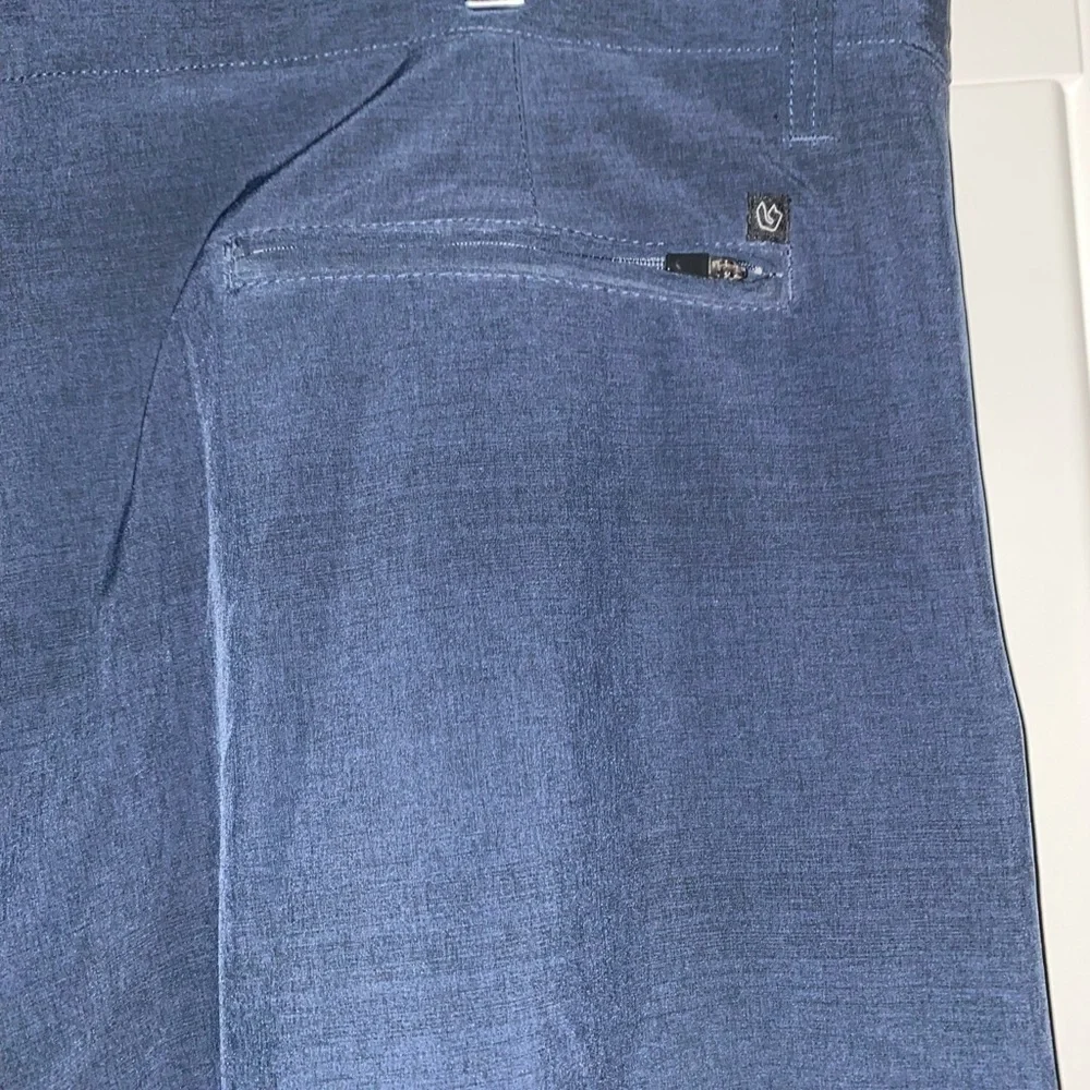 Burnside Hybrid Men Flat Front Chino Short Golf Performance W40 Blue Stretch‎